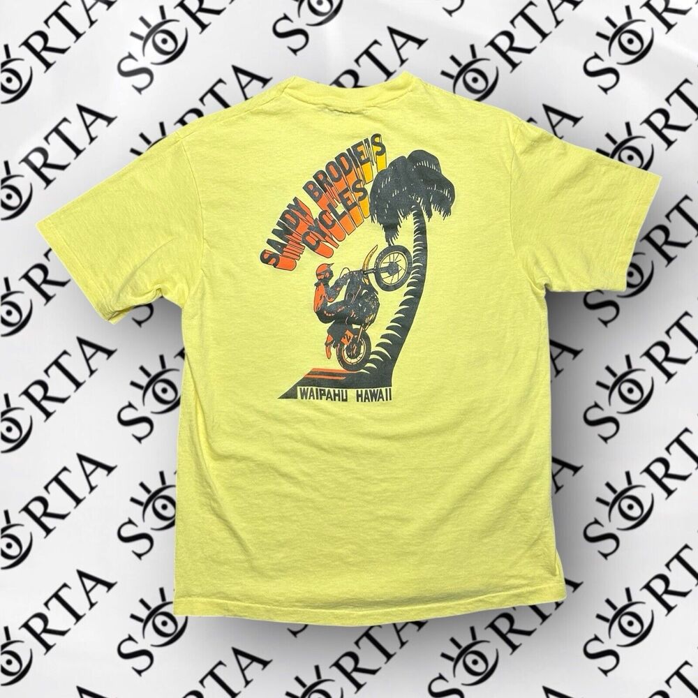 VTG 70s/80s Hawaii AMA Motorcycle Racing Honda Yamaha Short Sleeve T Shirt Sz L